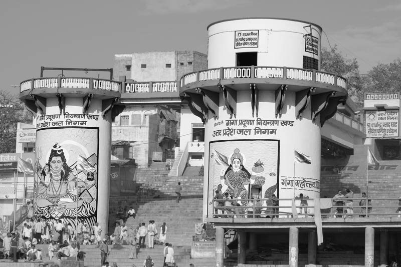A sewage pumping station at Dr. Rajendra Prasad Ghat on the bank of river Ganga in Varanasi, Uttar Pradesh